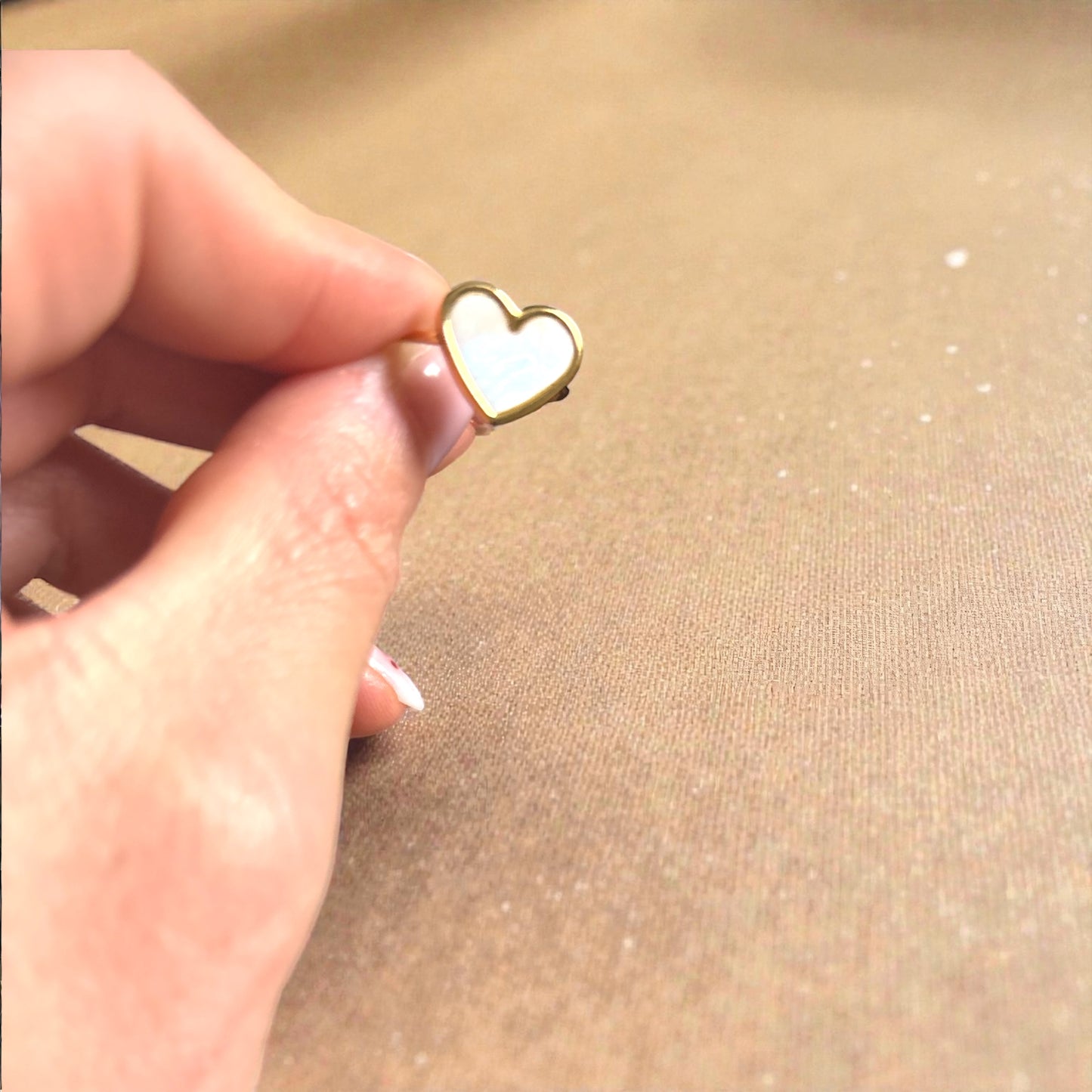 Bague “Pure Heart” – Acier inoxydable & Nacre