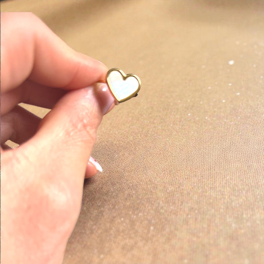 Bague “Pure Heart” – Acier inoxydable & Nacre