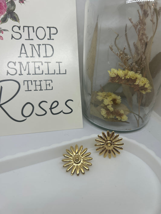 Boucles d’oreilles Flora acier inoxydable forme marguerite