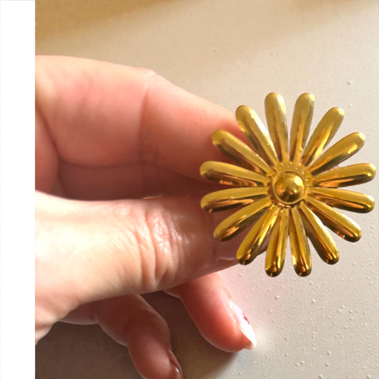 Bague “Golden Daisy” – Acier inoxydable