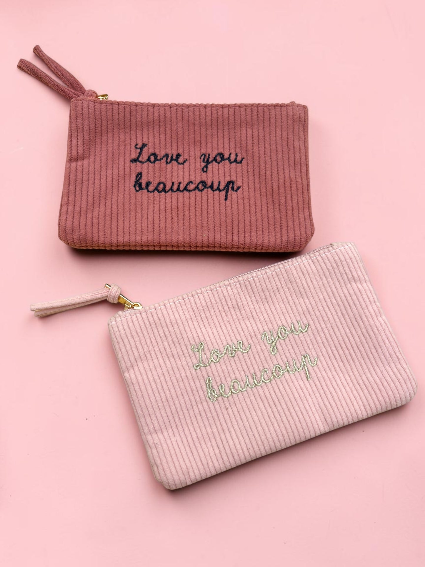 Pochette côtelée « Bichette d’amour » / « Love you beaucoup »