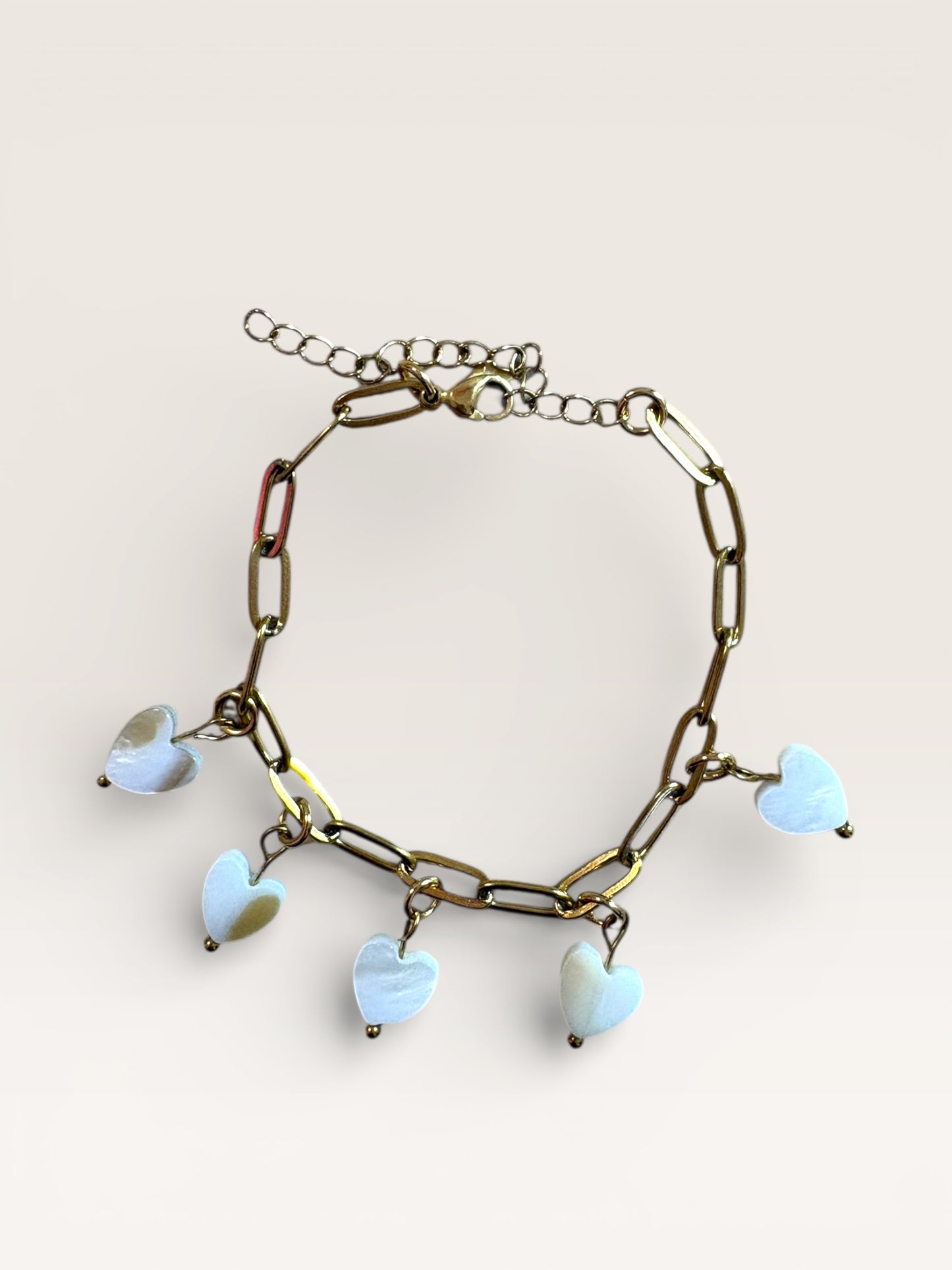 Bracelet chaîne cœurs nacre – Collection Pour Toi