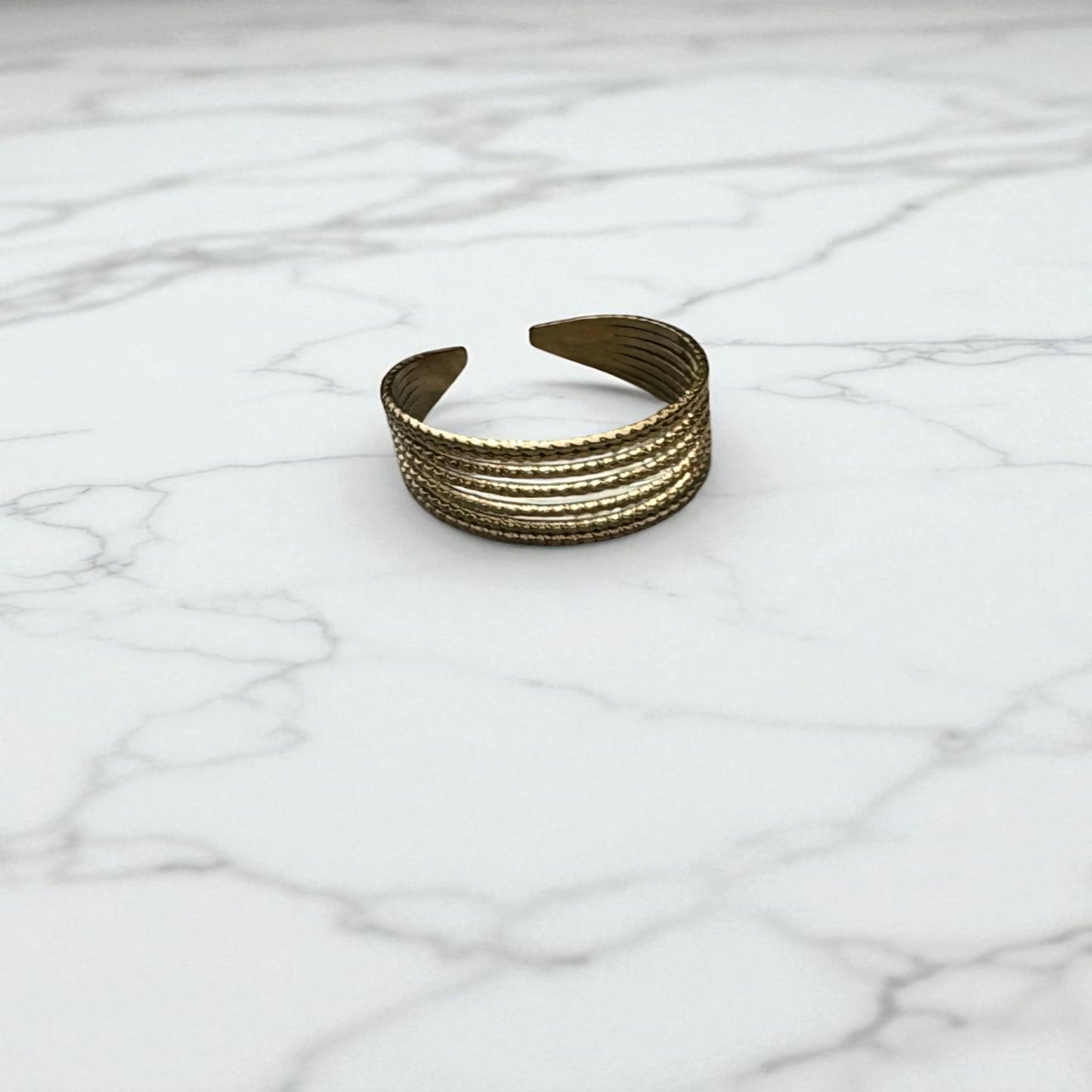 Bague Lines – Acier Inoxydable Doré