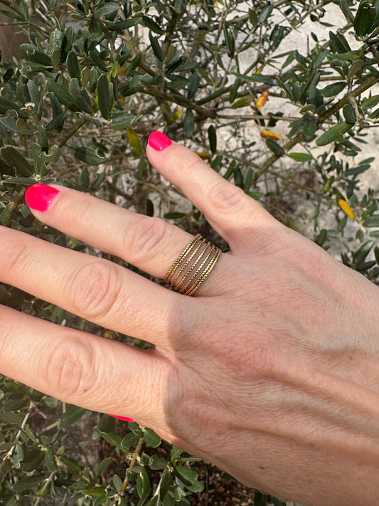 Bague Lines – Acier Inoxydable Doré