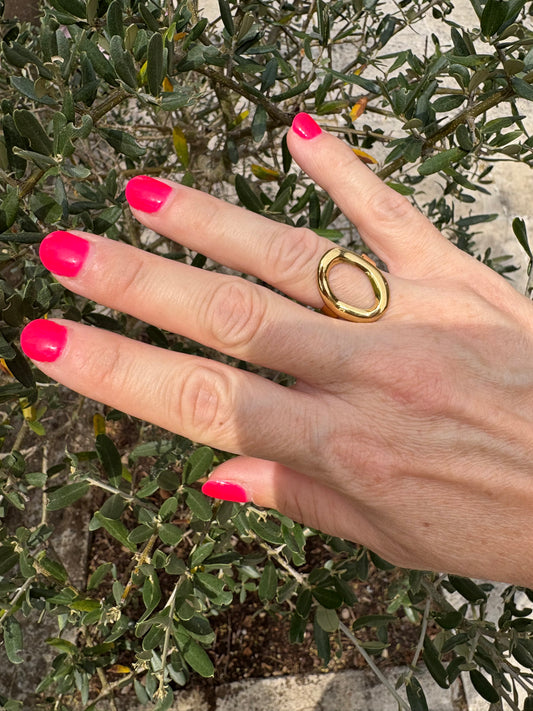 Bague Open Circle – Acier Inoxydable Doré