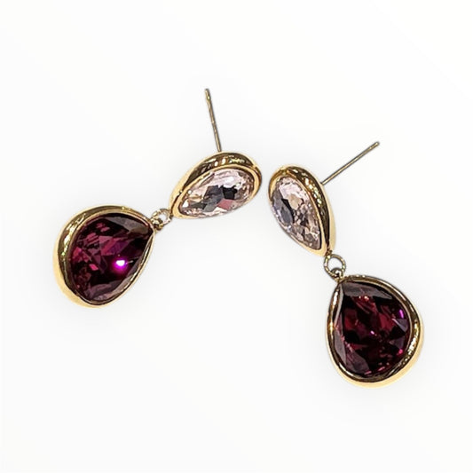Boucles d’oreilles pendantes dorées avec strass