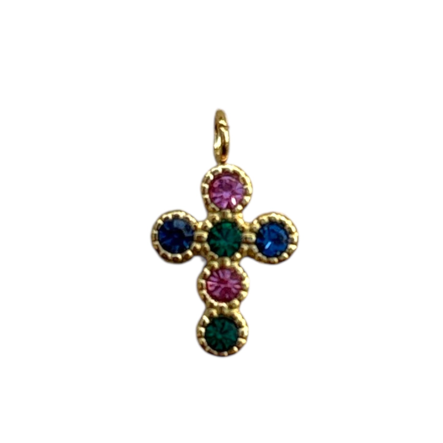 Charm croix multicolore dorée en acier inoxydable By Maryon