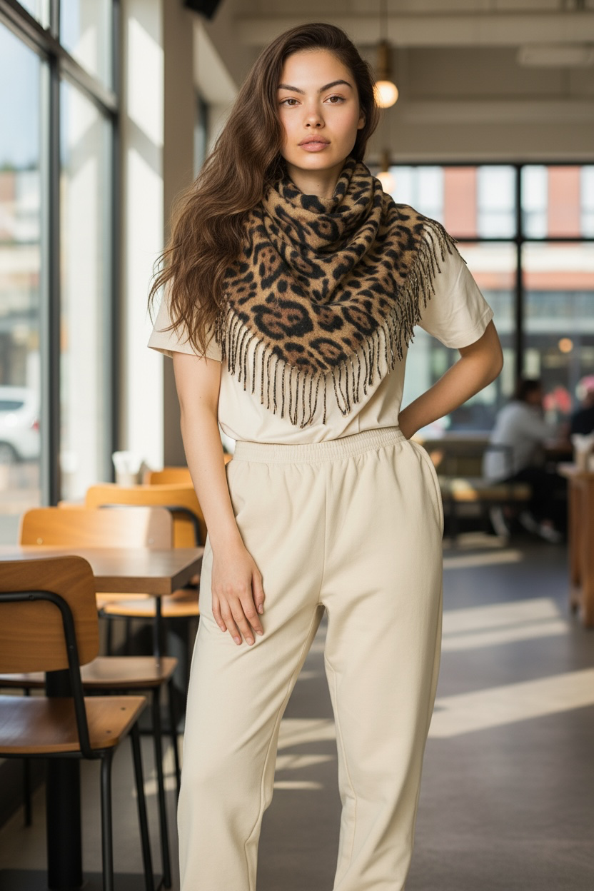 Foulard Léopard Doux et Stylé – Accessoire tendance pour toutes tes tenues