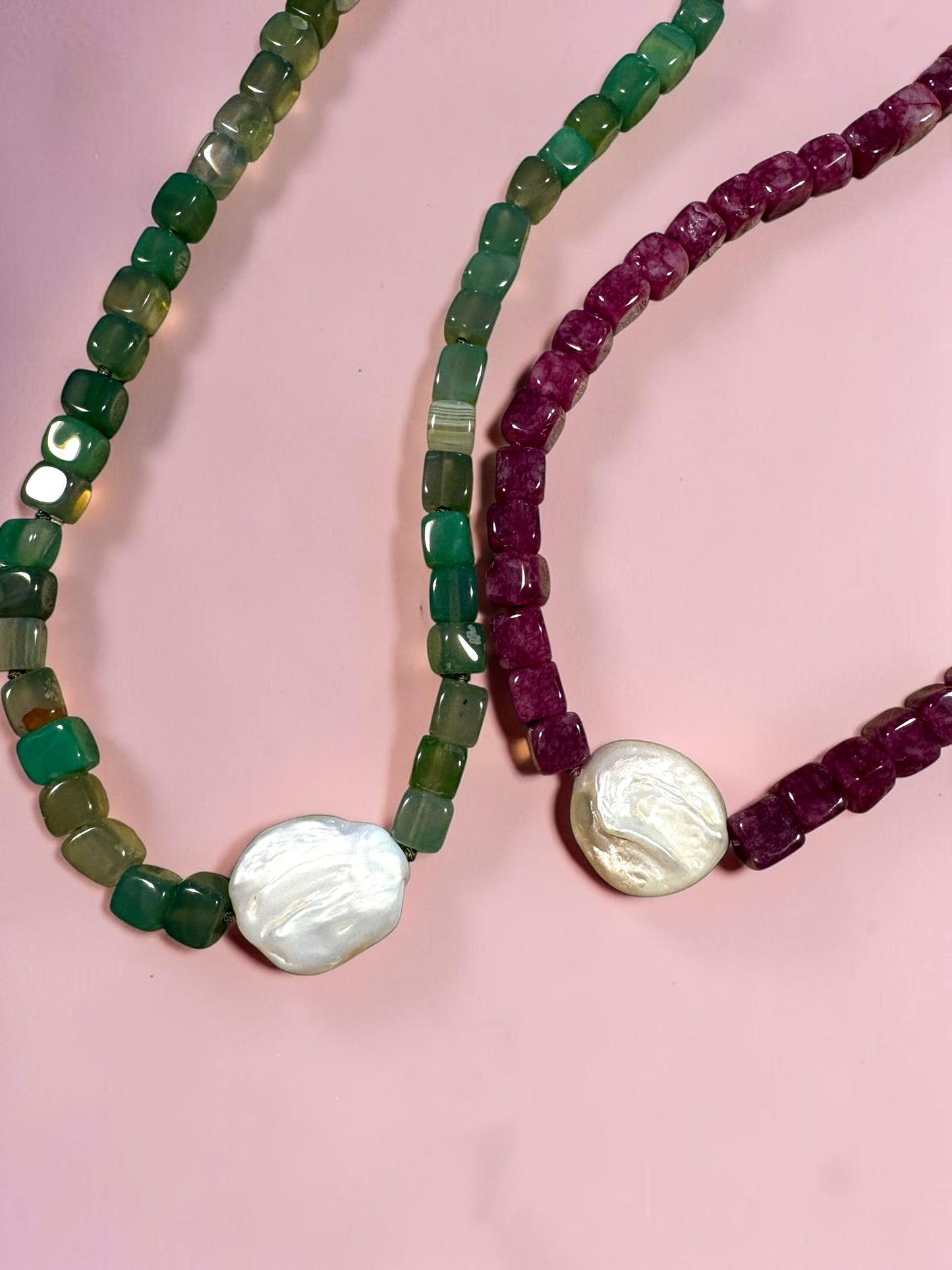 Collier Nacre – Pierre Naturelle & Perle d’Eau Douce