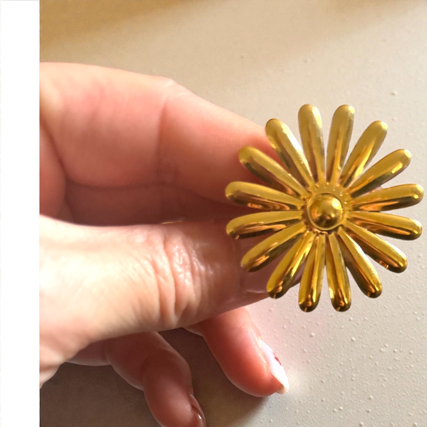 Bague “Golden Daisy” – Acier inoxydable