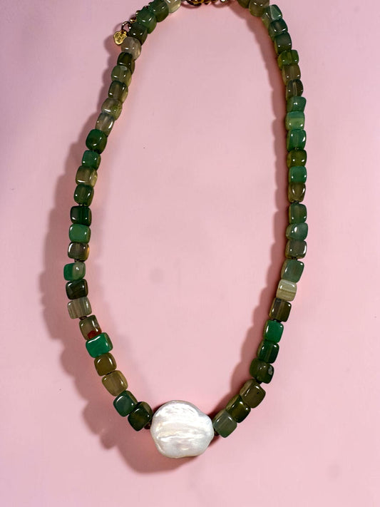 Collier Nacre – Pierre Naturelle & Perle d’Eau Douce