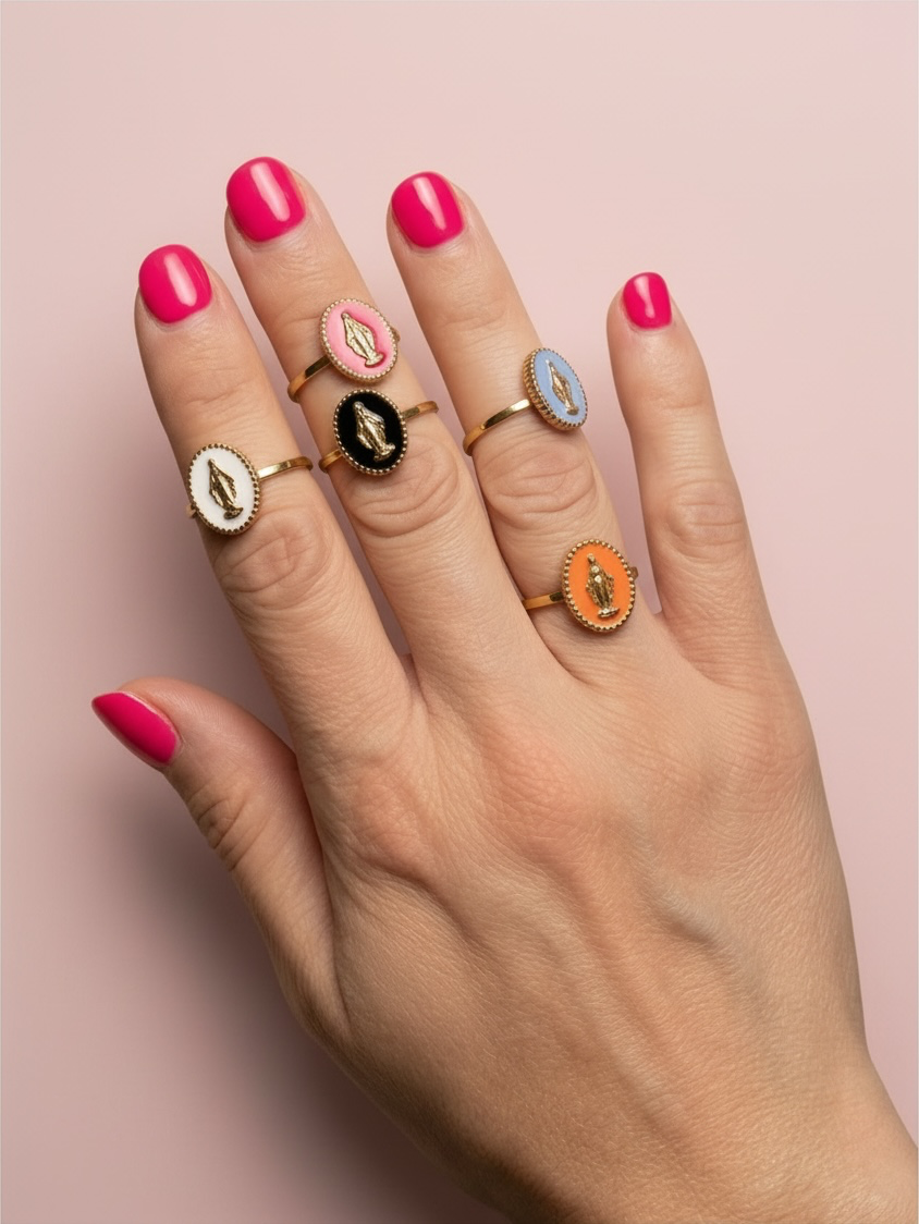 Bague Médaille en Émail