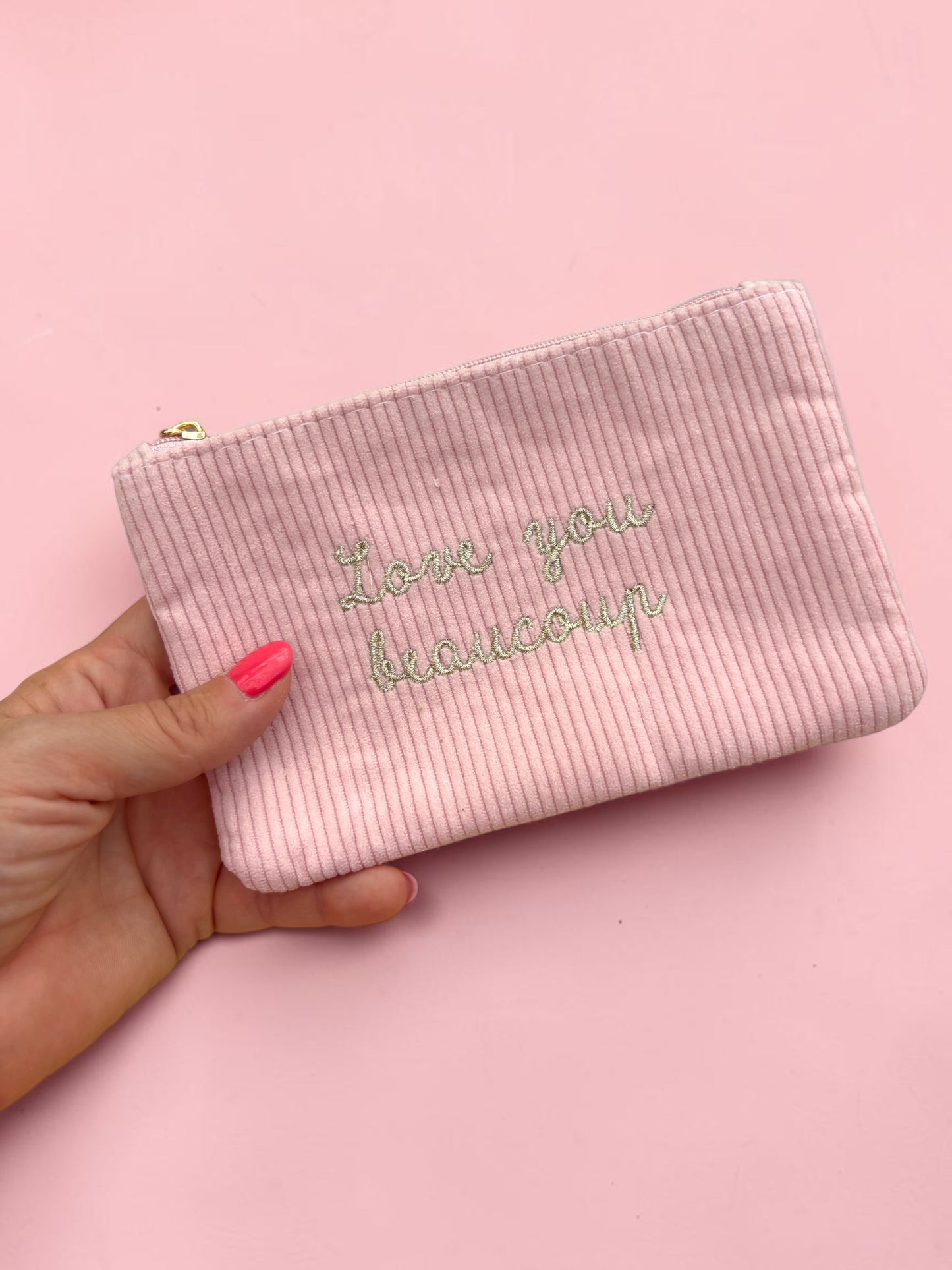 Pochette côtelée « Bichette d’amour » / « Love you beaucoup »