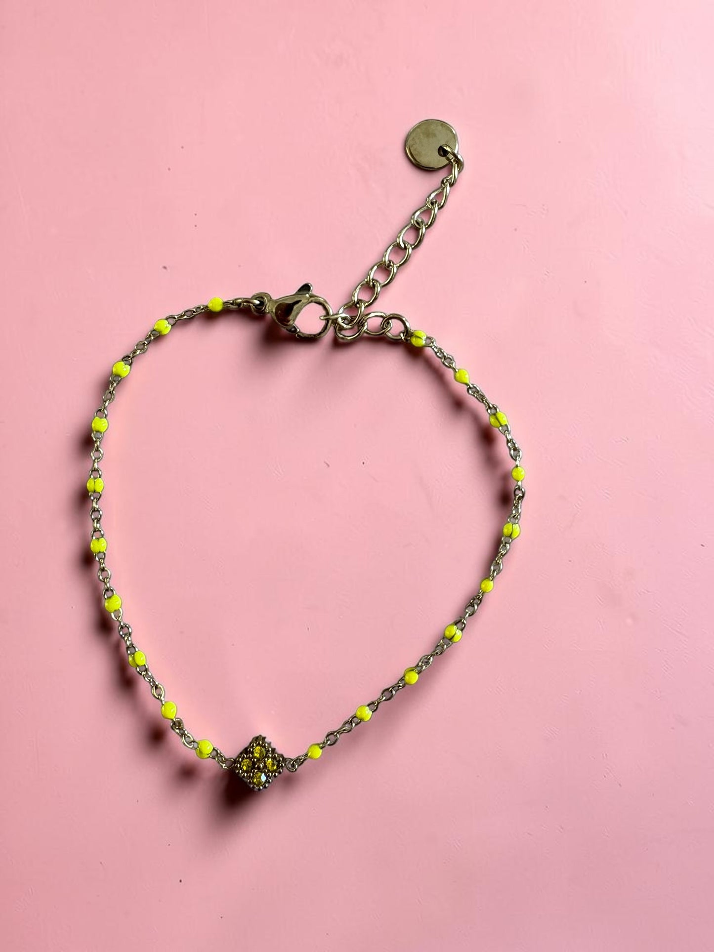 Bracelet Chaîne Émaillée & Trèfle Strassé