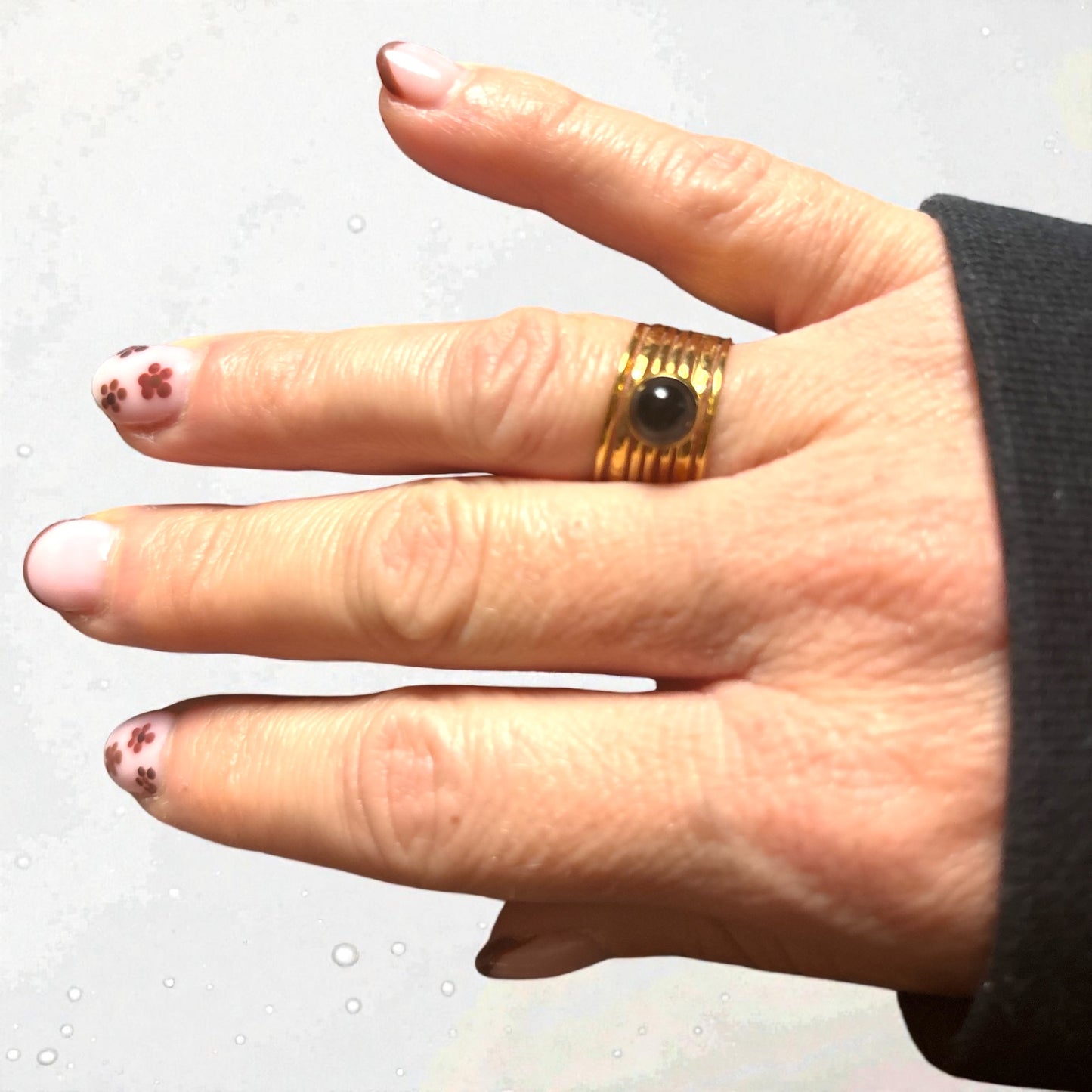 Bague “Black Aura” – Acier inoxydable & pierre noire