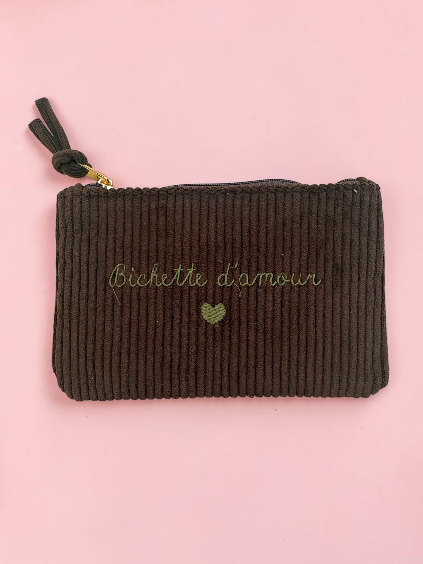 Pochette côtelée « Bichette d’amour » / « Love you beaucoup »