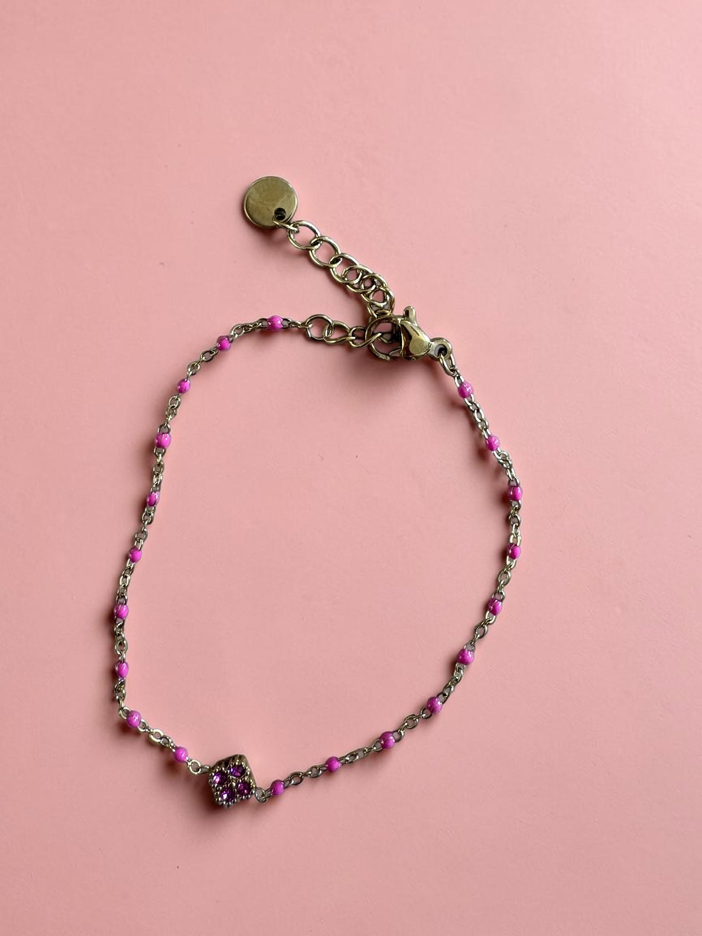 Bracelet Chaîne Émaillée & Trèfle Strassé