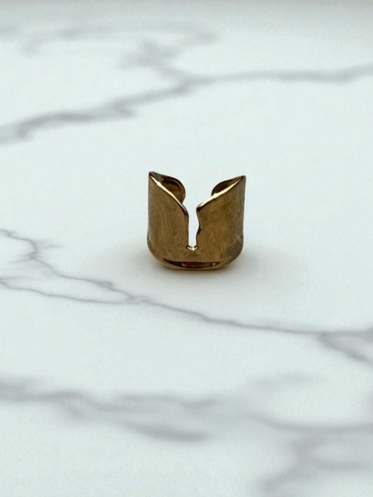 Bague Bold Cut – Acier Inoxydable Doré