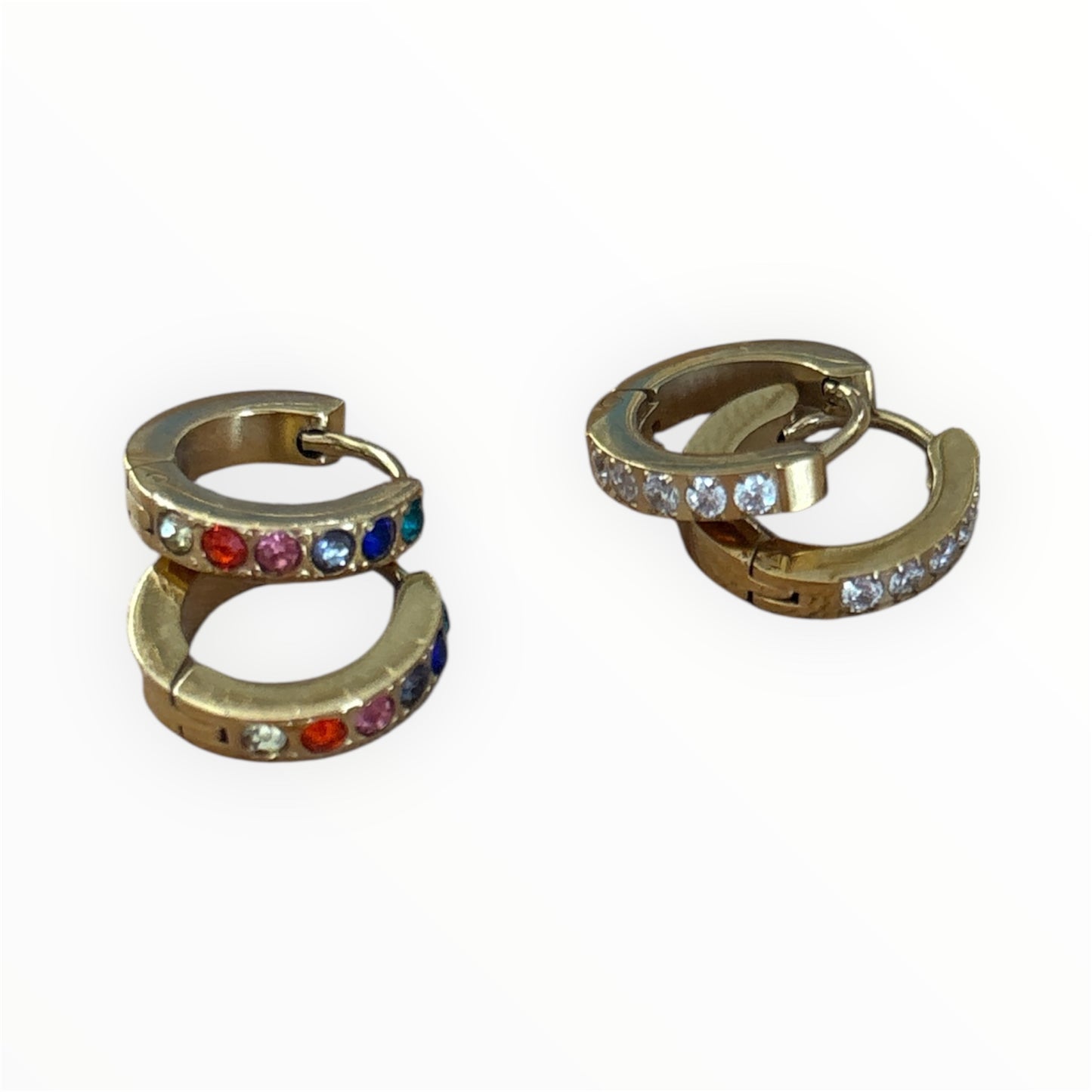 Minis créoles Nicole acier inoxydable strass multicolore