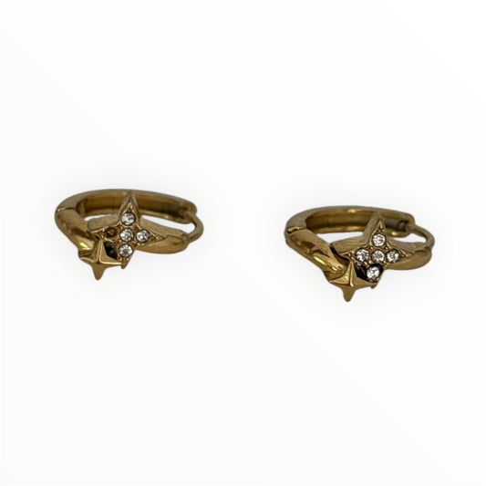 Boucles d'oreilles Stella Nova - étoiles en acier inoxydable et strass