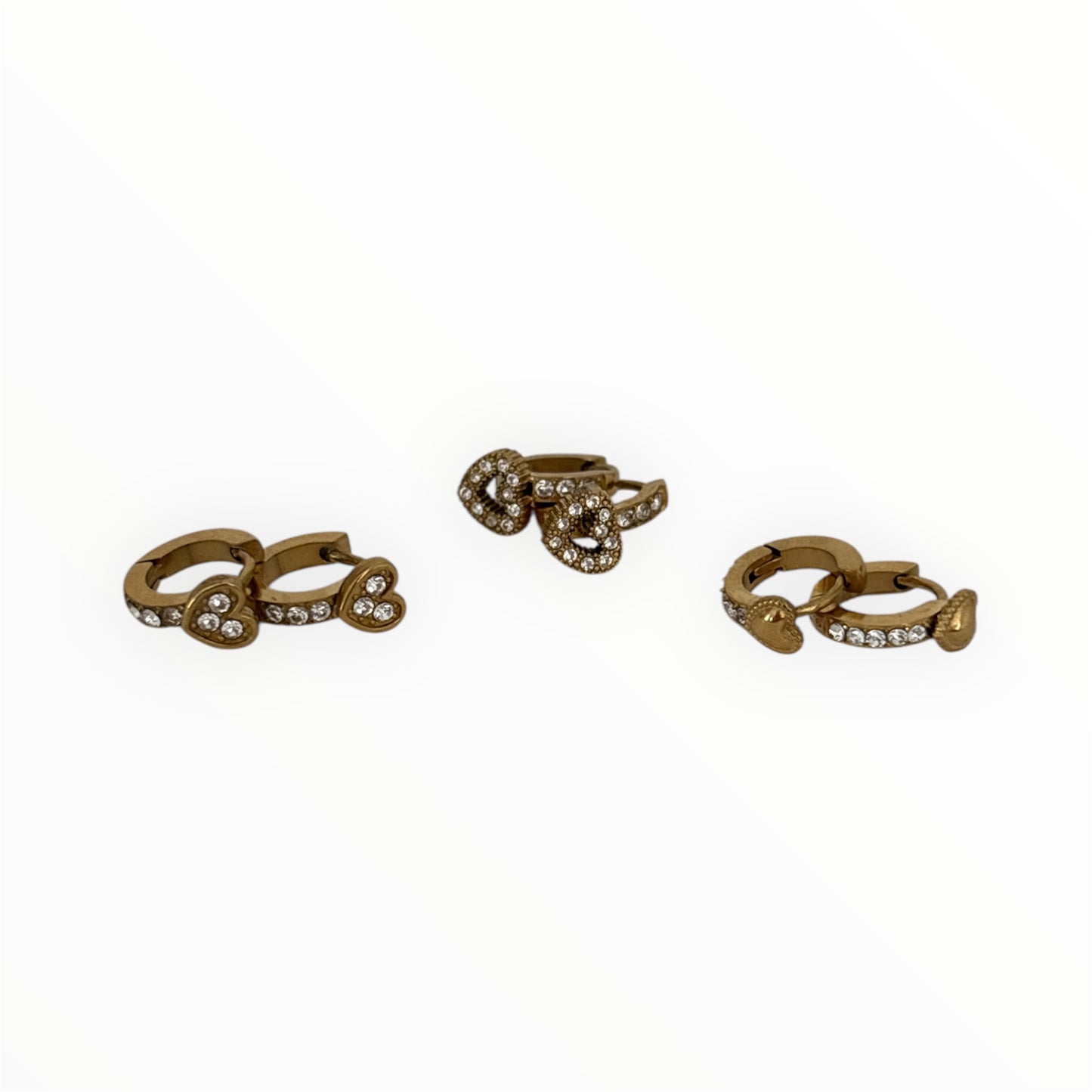 Boucles d'oreilles Amour strass acier inoxydable