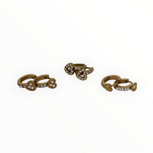 Boucles d'oreilles Amour strass acier inoxydable