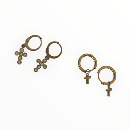 Boucles d'oreilles Croix cristal