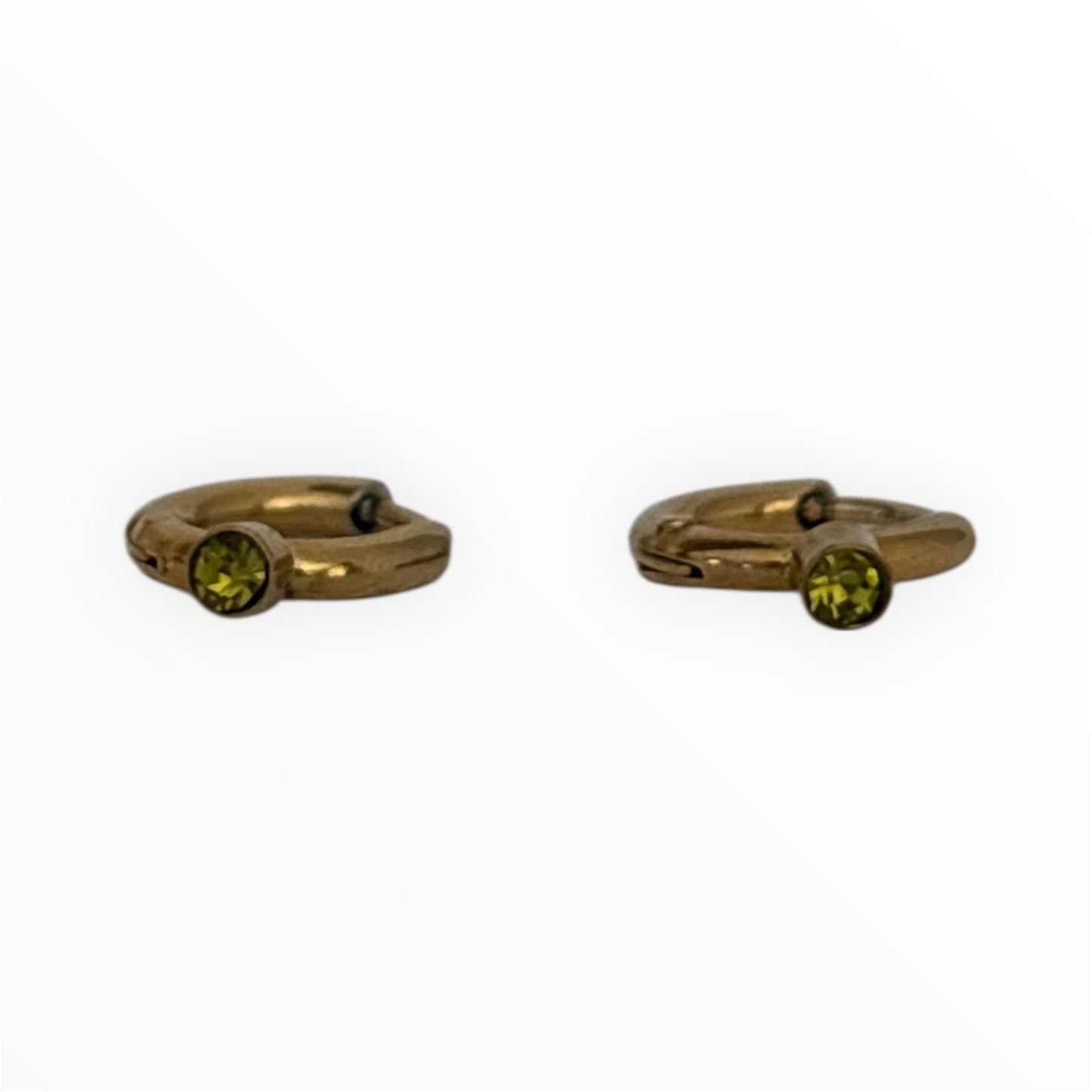 Boucles d’oreilles créoles mini vertes – Acier inoxydable strass vert