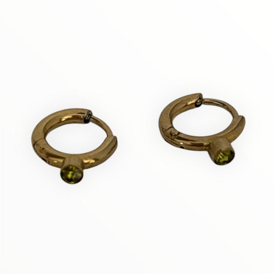 Boucles d’oreilles créoles mini vertes – Acier inoxydable strass vert