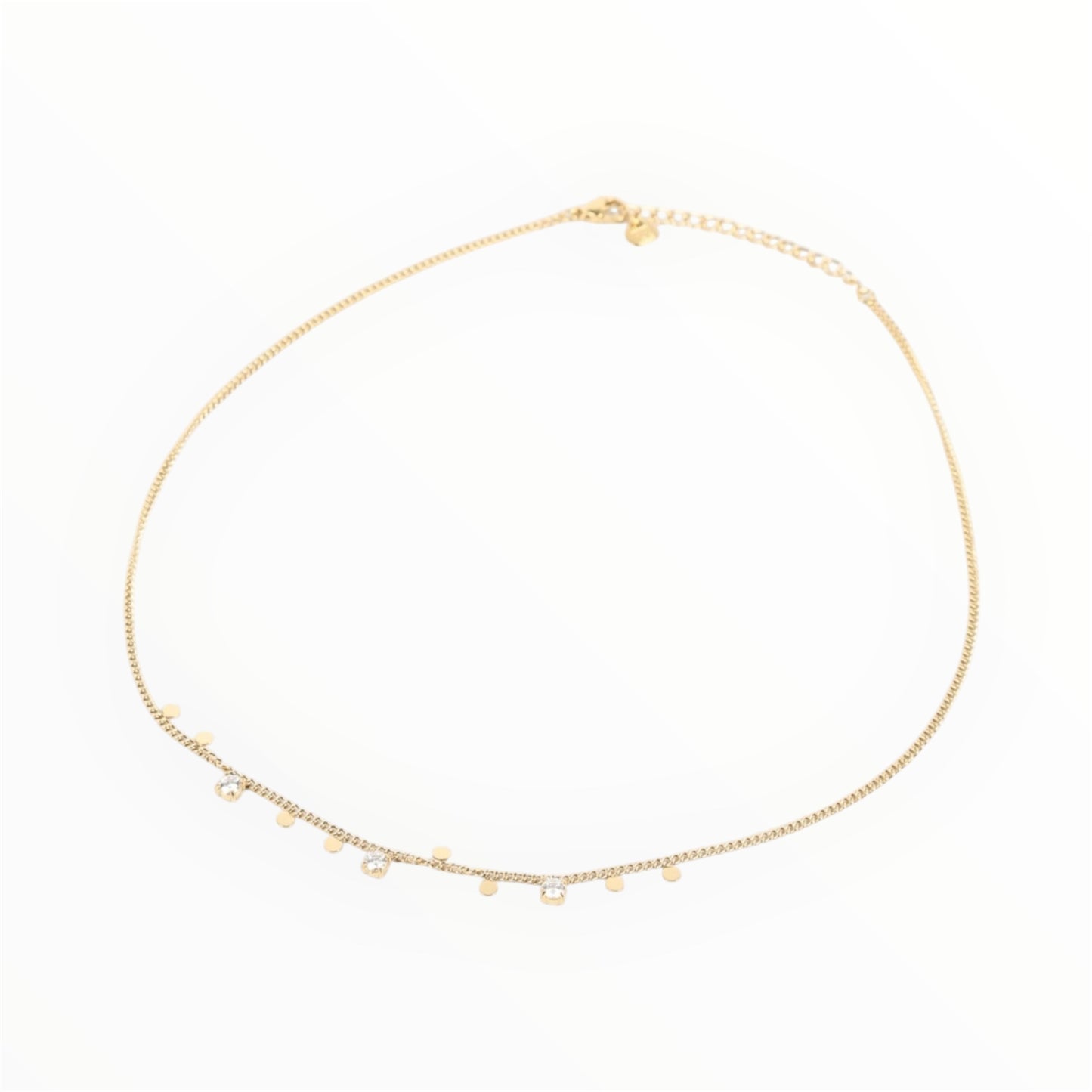 Collier doré fin pampilles et strass brillants By Maryon