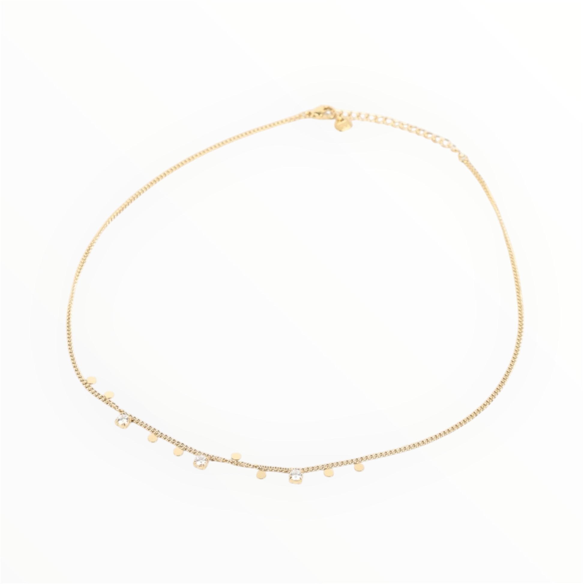 Collier doré fin pampilles et strass brillants By Maryon
