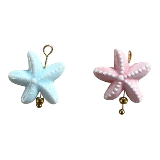 Charm étoile de mer pastel en céramique rose et bleu By Maryon
