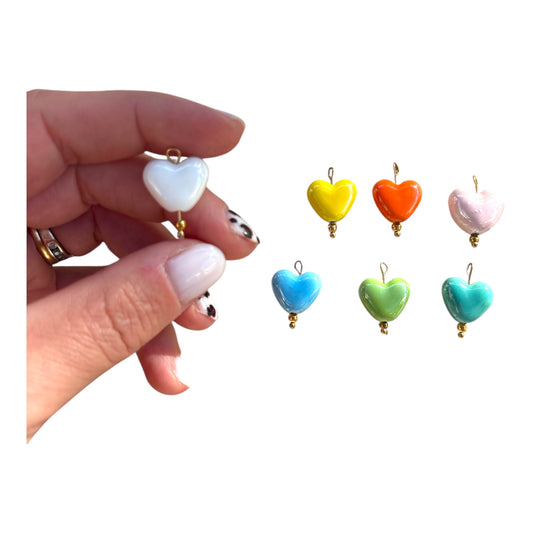 Charm Cœur Coloré – Acier inoxydable &amp; Céramique