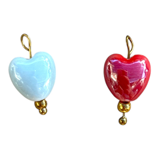 Charm cœur en céramique rose et bleu By Maryon