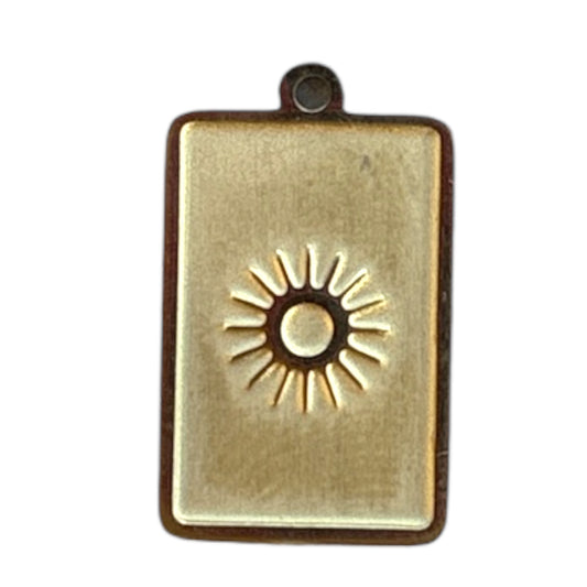Charm rectangulaire soleil doré en acier inoxydable By Maryon