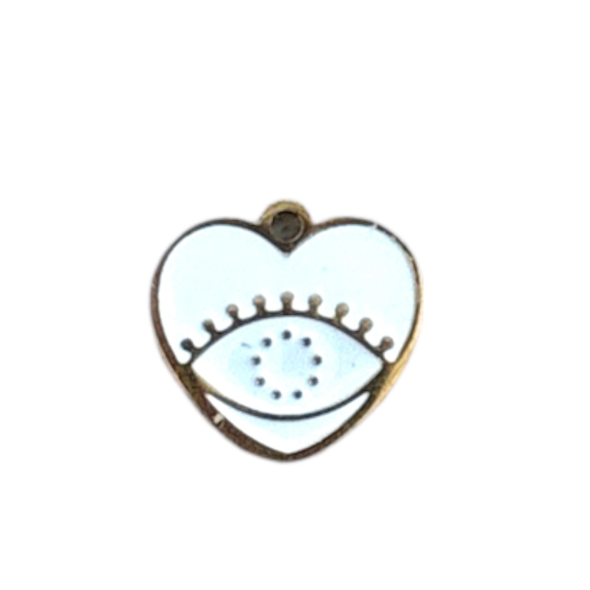 Charm cœur œil protecteur blanc doré en acier inoxydable By Maryon