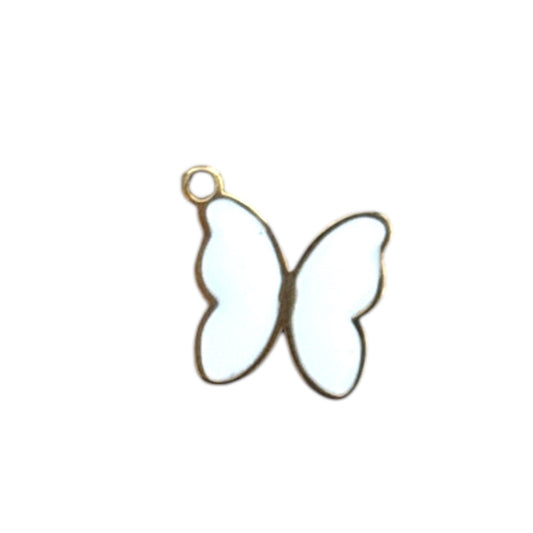 Charm papillon blanc doré en acier inoxydable By Maryon