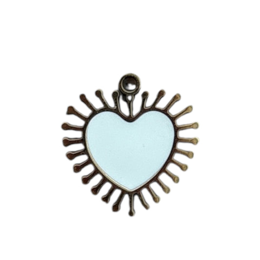 Charm cœur sacré blanc doré en acier inoxydable By Maryon