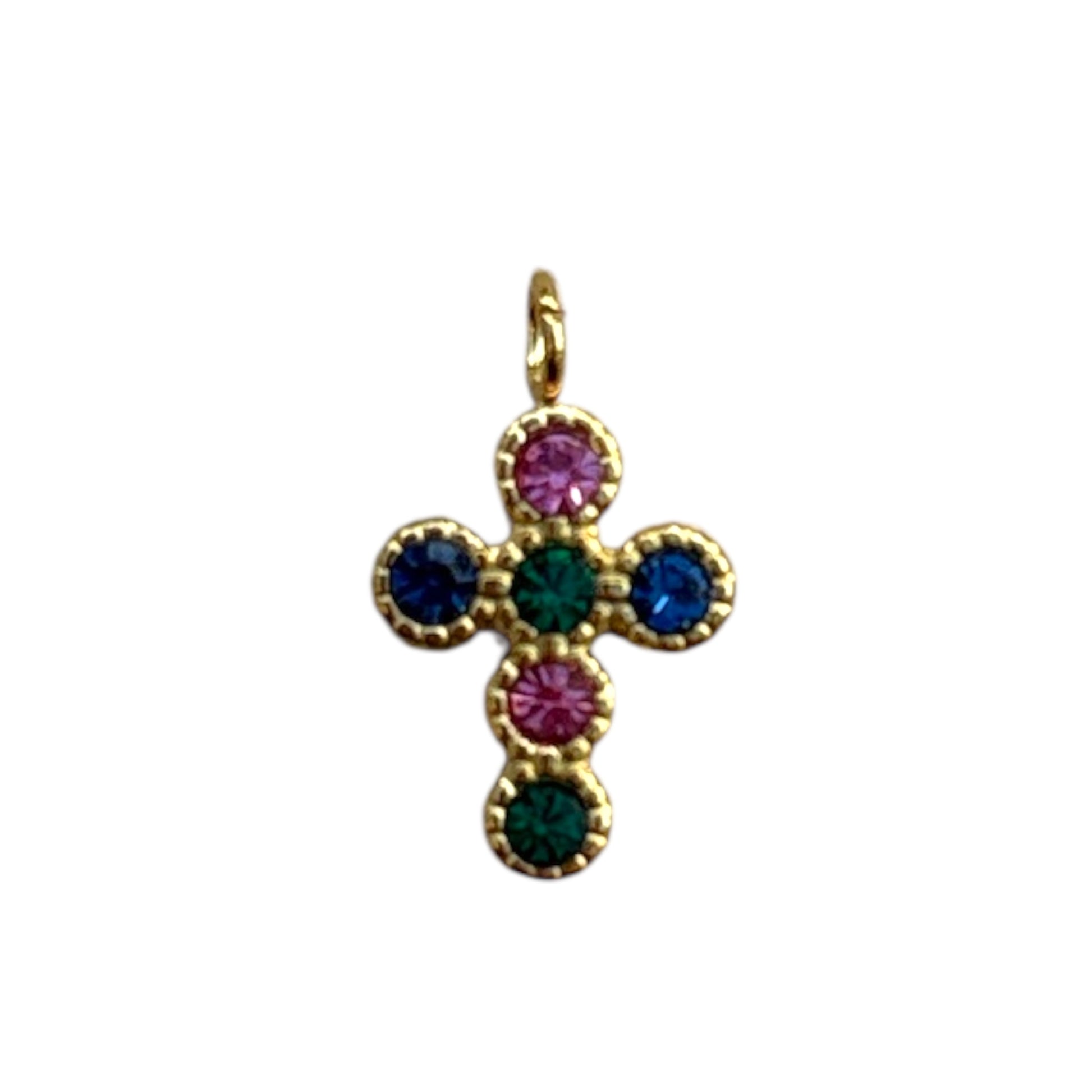 Charm croix multicolore dorée en acier inoxydable By Maryon