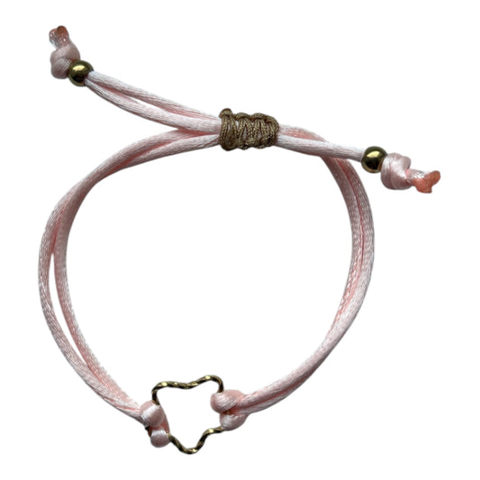 Bracelet solidaire Octobre Rose en cordon nylon rose clair et acier inoxydable By Maryon