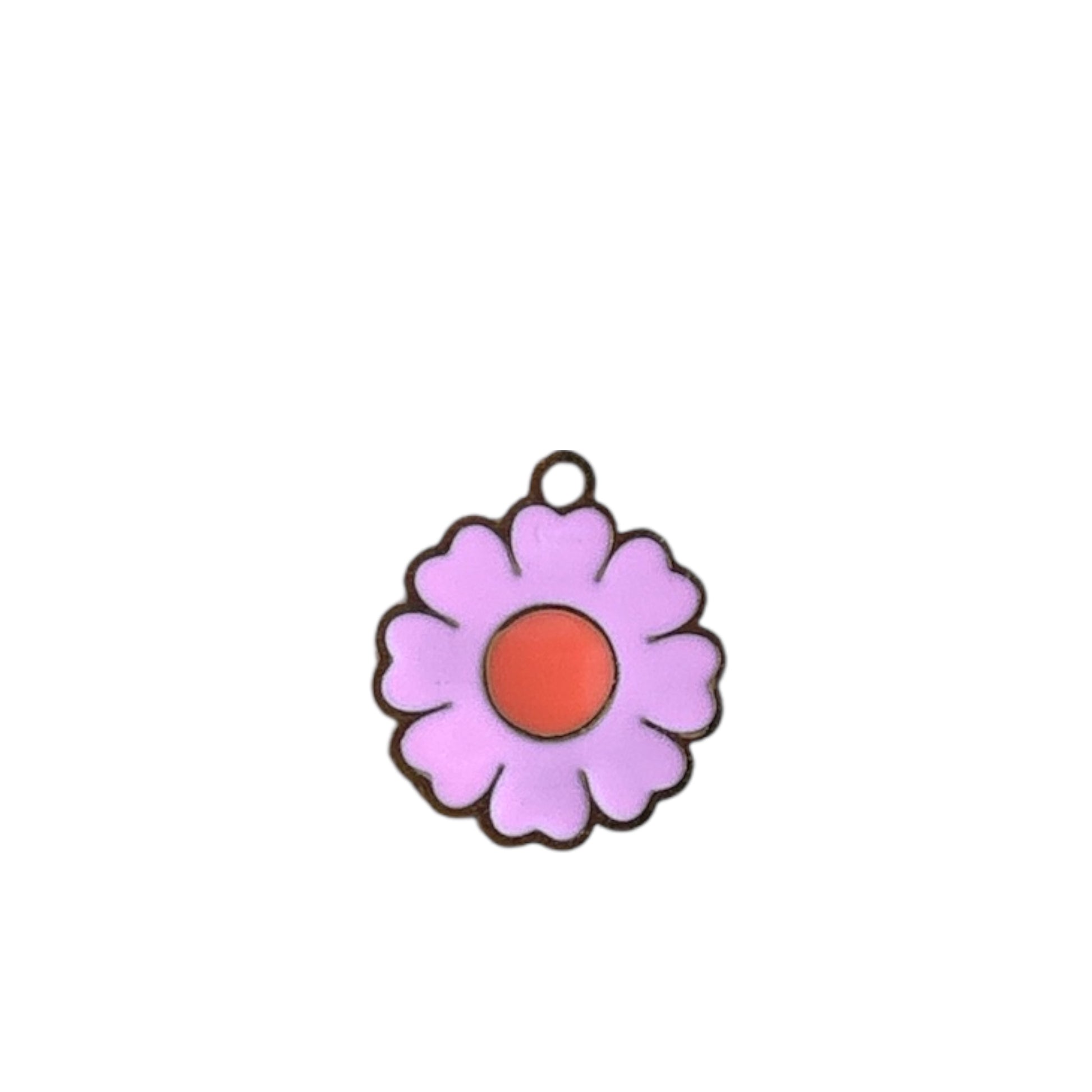 Charm fleur roseBy Maryon, bijou coloré en acier inoxydable pour bracelet ou collier personnalisé.
