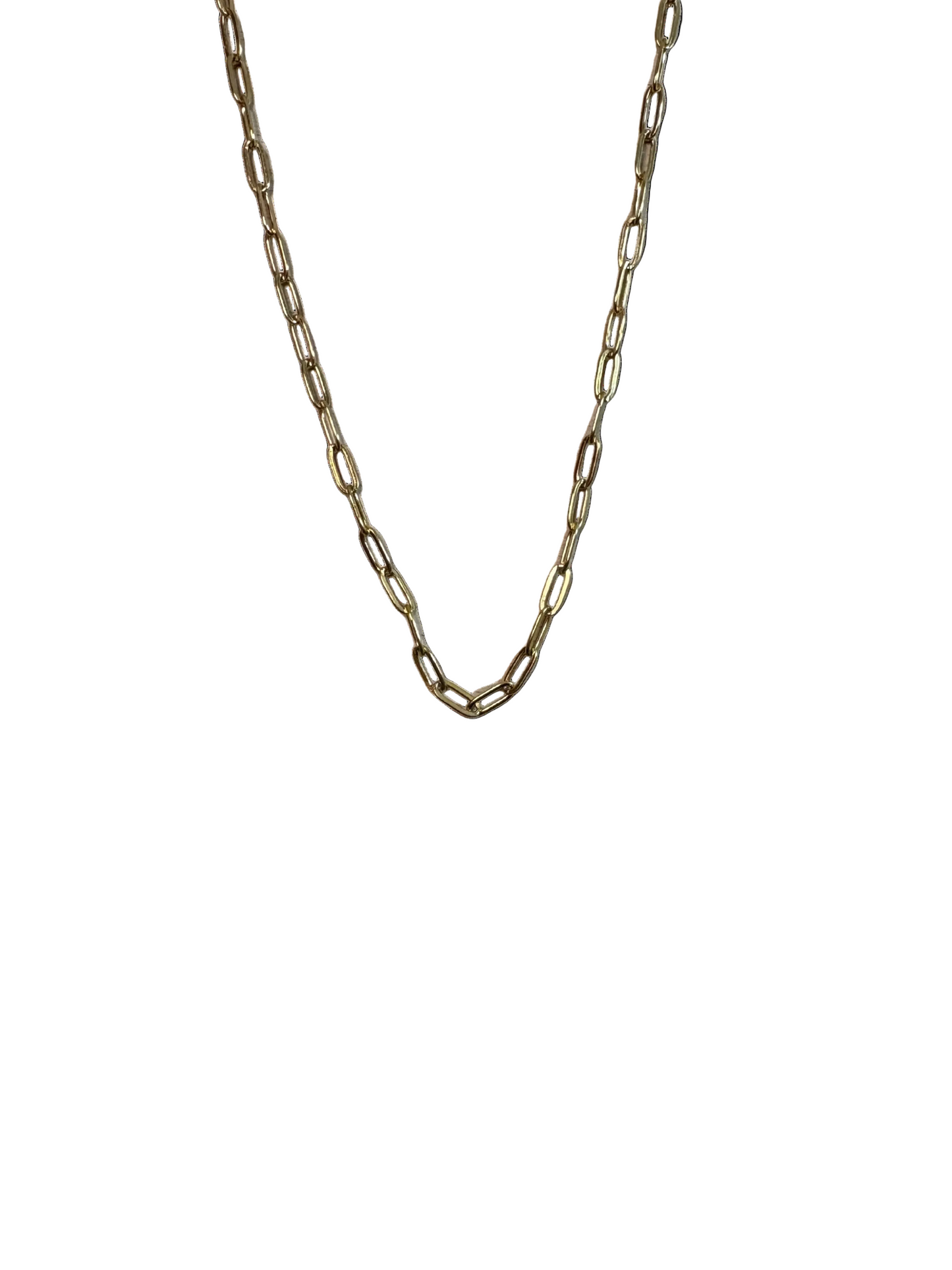 Collier chaîne dorée en acier inoxydable à maillons allongés,