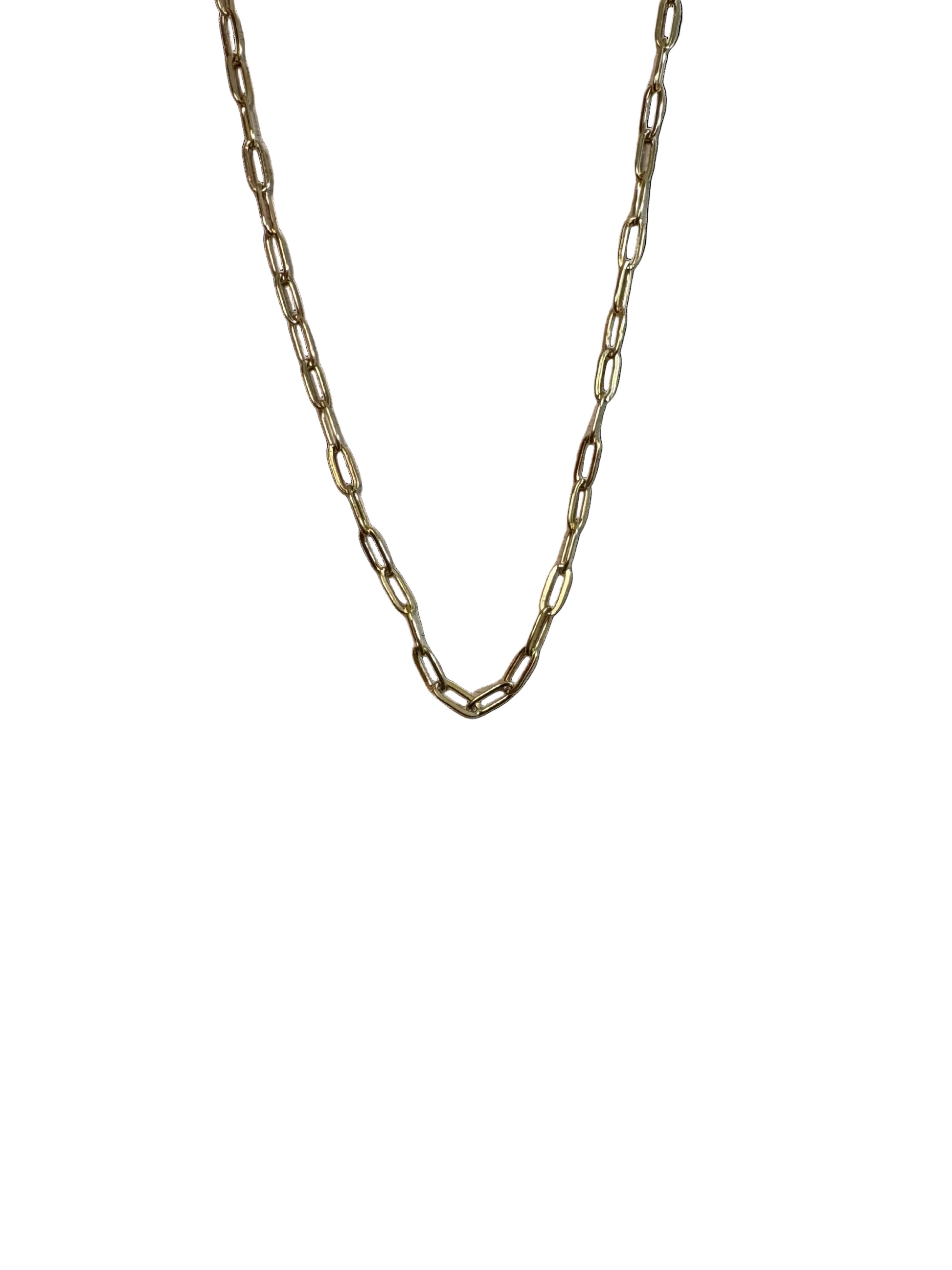 Collier chaîne dorée en acier inoxydable à maillons allongés,